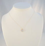 Sparkly Signed Vintage Solid 14K Yellow & White Gold w/ 8 Diamonds Pave Illusion Heart Pendant Necklace 18.5"