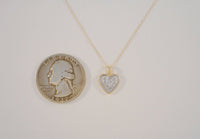 Sparkly Signed Vintage Solid 14K Yellow & White Gold w/ 8 Diamonds Pave Illusion Heart Pendant Necklace 18.5"