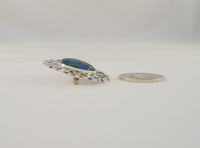 Large Detailed Vintage Sterling Silver & Azurite Malachite Kids Children holding hands around Planet Earth Pin Brooch