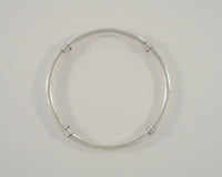 Handcrafted Vintage Sterling Silver Round 6.35mm Bangle Bracelet w/ Applied Wrapped Spiral Ring Details  7.75"