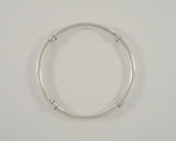 Handcrafted Vintage Sterling Silver Round 6.35mm Bangle Bracelet w/ Applied Wrapped Spiral Ring Details  7.75"