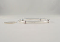 Handcrafted Vintage Sterling Silver Round 6.35mm Bangle Bracelet w/ Applied Wrapped Spiral Ring Details  7.75"