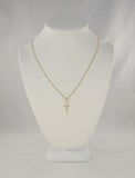 Signed Vintage Solid 14K Yellow Gold w/ Diamond Accent Modern Openwork Christian Cross Pendant Necklace Quality 20" Chain