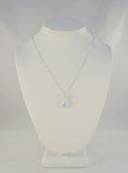 Chic Sparkly Signed Vintage Sterling Silver Pear Shaped Blue w/ White Topaz Pendant Necklace 18"