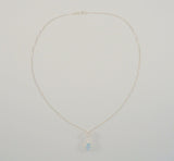 Chic Sparkly Signed Vintage Sterling Silver Pear Shaped Blue w/ White Topaz Pendant Necklace 18"