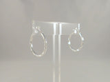 Large 1" Sparkly Signed Vintage Diamond Cut Sterling Silver Satin to Bright 27x25.5x3mm Hinged Hoop Earrings