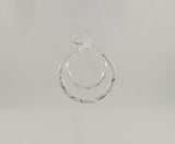 Large 1" Sparkly Signed Vintage Diamond Cut Sterling Silver Satin to Bright 27x25.5x3mm Hinged Hoop Earrings