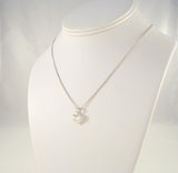 Dainty Vintage Signed QGI Italian Sterling Silver Detailed Puffy Etched Heart Pendant Necklace 16"