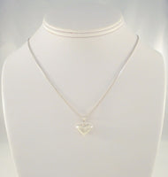 Dainty Vintage Signed QGI Italian Sterling Silver Detailed Puffy Etched Heart Pendant Necklace 16"