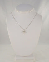 Dainty Vintage Signed QGI Italian Sterling Silver Detailed Puffy Etched Heart Pendant Necklace 16"