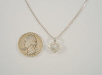 Dainty Vintage Signed QGI Italian Sterling Silver Detailed Puffy Etched Heart Pendant Necklace 16"