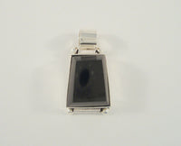 Unique Chunky Vintage Mexican Modernist Sterling Silver & Faceted Trapezoidal Black Onyx Pendant