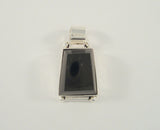 Unique Chunky Vintage Mexican Modernist Sterling Silver & Faceted Trapezoidal Black Onyx Pendant