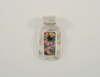 Bold Vintage Robin Markowitz SDJ Designs Sterling Silver & Iridescent Multicolor Dichroic Fused Glass Pendant