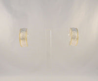 Large Signed Vintage Southwest Detailed Etched Sterling Silver w/ Yellow Gold Vermeil Rope Accented Hoop Pierced Earrings 22 x 9.5mm