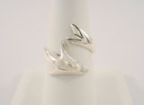 Heavy Vintage Signed Sterling Silver Wraparound Dolphin Porpoise Bypass Ring Size 8