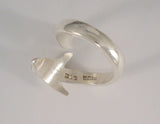 Heavy Vintage Signed Sterling Silver Wraparound Dolphin Porpoise Bypass Ring Size 8