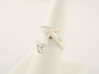 Heavy Vintage Signed Sterling Silver Wraparound Dolphin Porpoise Bypass Ring Size 8