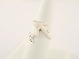 Heavy Vintage Signed Sterling Silver Wraparound Dolphin Porpoise Bypass Ring Size 8