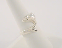 Heavy Vintage Signed Sterling Silver Wraparound Dolphin Porpoise Bypass Ring Size 8