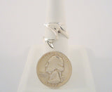 Heavy Vintage Signed Sterling Silver Wraparound Dolphin Porpoise Bypass Ring Size 8