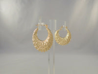 Large Signed Vintage 14K Solid Yellow Gold Ornately Carved Repousse Hinged Hoop Pierced Earrings 29x26.5x6.25mm Detailed