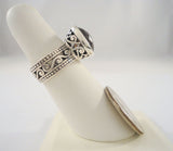 Bold Vintage Brighton Sterling Silver & Fancy Cut Smoky Topaz "LAUTREC" Scrollwork Wide Band Ring Size 6.5