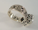 Bold Vintage Brighton Sterling Silver & Fancy Cut Smoky Topaz "LAUTREC" Scrollwork Wide Band Ring Size 6.5