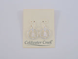 New Large Sparkly Detailed Coldwater Creek Sterling Silver & Cubic Zirconia Star Topped Christmas Tree Dangle Hook Earrings