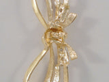 Dainty Vintage Solid 14K Yellow Gold & Diamonds Detailed Dimensional Openwork Bow Pin Brooch