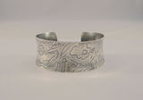 Bold Chunky Vintage Handcrafted Signed SKJ Sterling Silver Modernist Convex 25.4mm Wide Cuff Bracelet W/ Abstract Carved Designs 6.5"