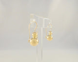 Sleek and Curvy, Signed Vintage Jacmel 14K Solid Yellow Gold Graduated Double Bubble or Stacked Ball Locking Wire Hook Earrings