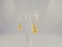 Sleek and Curvy, Signed Vintage Jacmel 14K Solid Yellow Gold Graduated Double Bubble or Stacked Ball Locking Wire Hook Earrings