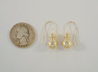 Sleek and Curvy, Signed Vintage Jacmel 14K Solid Yellow Gold Graduated Double Bubble or Stacked Ball Locking Wire Hook Earrings