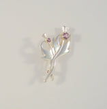 Detailed Vintage Sterling Silver w/ Faceted Amethysts Double Entwined Scottish Thistle Pin or Brooch