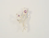 Detailed Vintage Sterling Silver w/ Faceted Amethysts Double Entwined Scottish Thistle Pin or Brooch