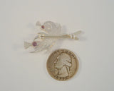 Detailed Vintage Sterling Silver w/ Faceted Amethysts Double Entwined Scottish Thistle Pin or Brooch