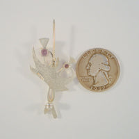 Detailed Vintage Sterling Silver w/ Faceted Amethysts Double Entwined Scottish Thistle Pin or Brooch