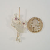 Detailed Vintage Sterling Silver w/ Faceted Amethysts Double Entwined Scottish Thistle Pin or Brooch