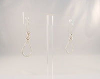 Large 1.75" Handcrafted Vintage Sterling Silver Hammered Knot Modernist Twisted Open Loop Hook Earrings