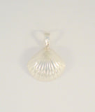 Large Detailed Vintage Repousse Sterling Silver Scallop Shell Carved Dimensional Seashell Pendant