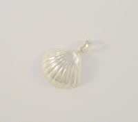 Large Detailed Vintage Repousse Sterling Silver Scallop Shell Carved Dimensional Seashell Pendant