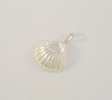 Large Detailed Vintage Repousse Sterling Silver Scallop Shell Carved Dimensional Seashell Pendant