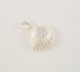 Large Detailed Vintage Repousse Sterling Silver Scallop Shell Carved Dimensional Seashell Pendant