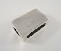 Antique Hung Chong Canton Shanghai Hand Chased Sterling Silver Chinese Export Match Box Case ca. 1860-1930