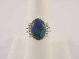 Chunky Vintage Southwest Artisan Sterling Silver & Sawtooth Set Azurite Malachite Split Side Ring w/ Bead Details Size 7.5