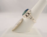 Chunky Vintage Southwest Artisan Sterling Silver & Sawtooth Set Azurite Malachite Split Side Ring w/ Bead Details Size 7.5