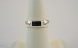 Vintage 1980's New Old Stock Sterling Silver & Black Onyx Bar Inlaid Modernist 4.76mm Wide Band Ring Size 6 NOS