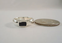 Vintage 1980's New Old Stock Sterling Silver & Black Onyx Bar Inlaid Modernist 4.76mm Wide Band Ring Size 6 NOS