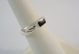 Vintage 1980's New Old Stock Sterling Silver & Black Onyx Bar Inlaid Modernist 4.76mm Wide Band Ring Size 6 NOS